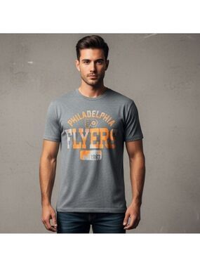Philadelphia Flyers NHL T-Shirt Grey/Orange - Size L/G Official Licensed